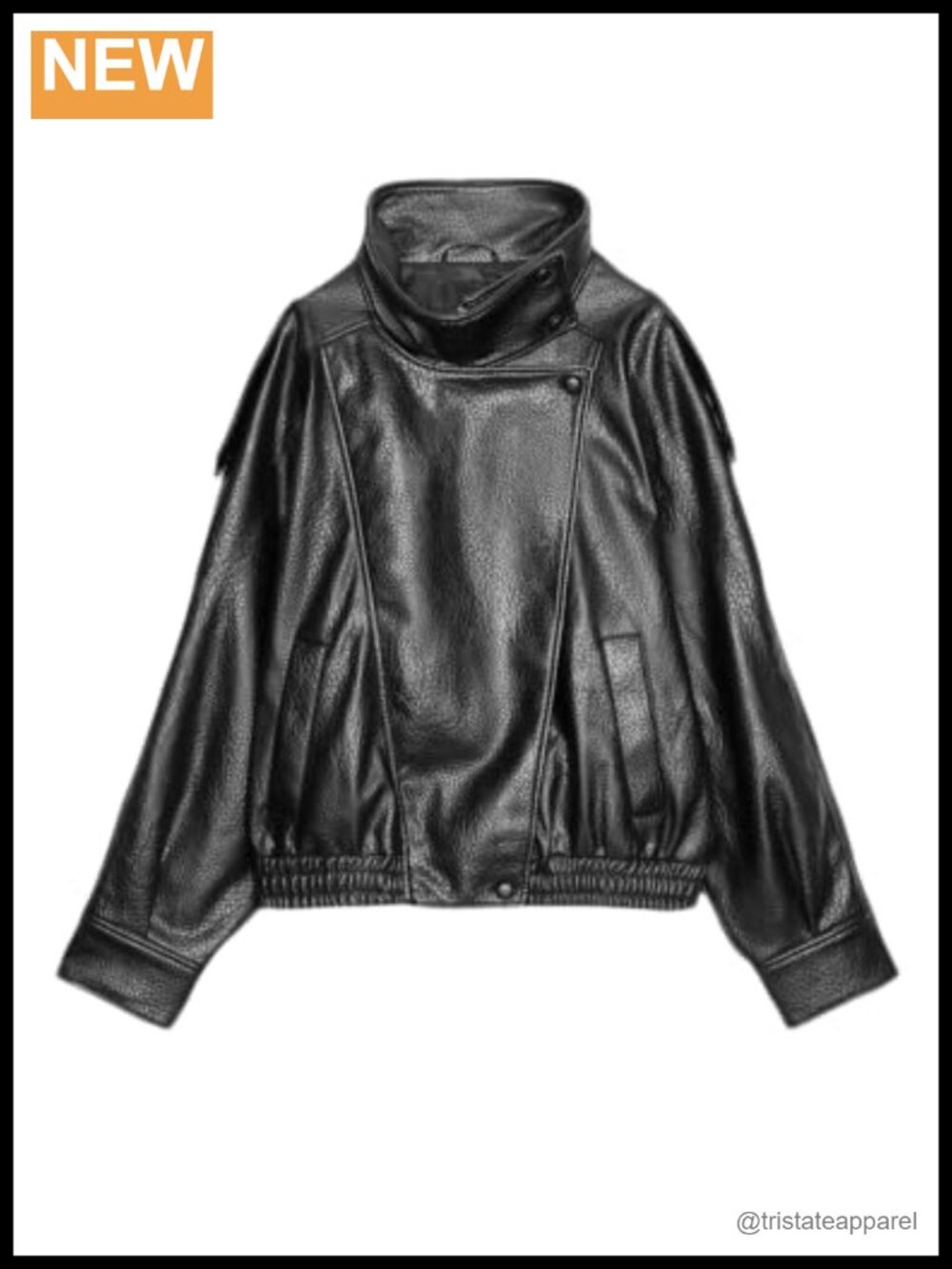 Oversized Faux Leather Zip Up Bomber Jacket Women's Trendy Moto Coat
